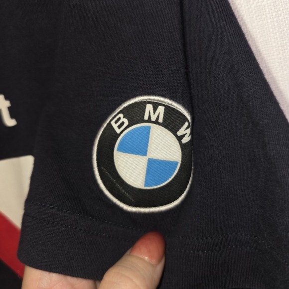 Puma BMW Motorsport Racing T Shirt 2 stripe Mens Medium Logo - Picture 6 of 12